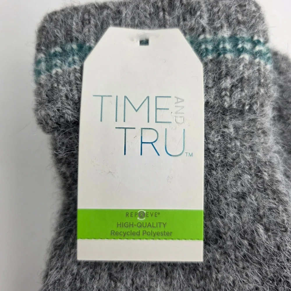 Time and Tru Striped Touchscreen Gloves Gray‎ Winter Accessory
